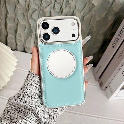 Wireless Charging Magnetic Mirror Leather Phone Case For iPhone