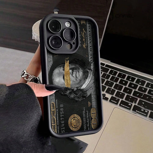 Black Dollars Full-Coverage Banknote Design Silicone Phone Case