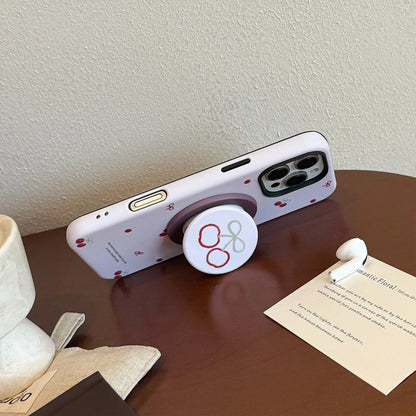 Korea Cute Cartoon Cherry Magnetic Stand Holder Phone Case For iPhone