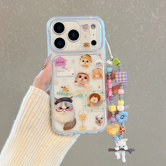 Korean Cute Cartoon Dog Cat Pattern Phone Case For iPhone