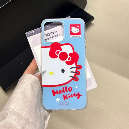 Hello Kitty Blue Face Stand Phone Case For iPhone