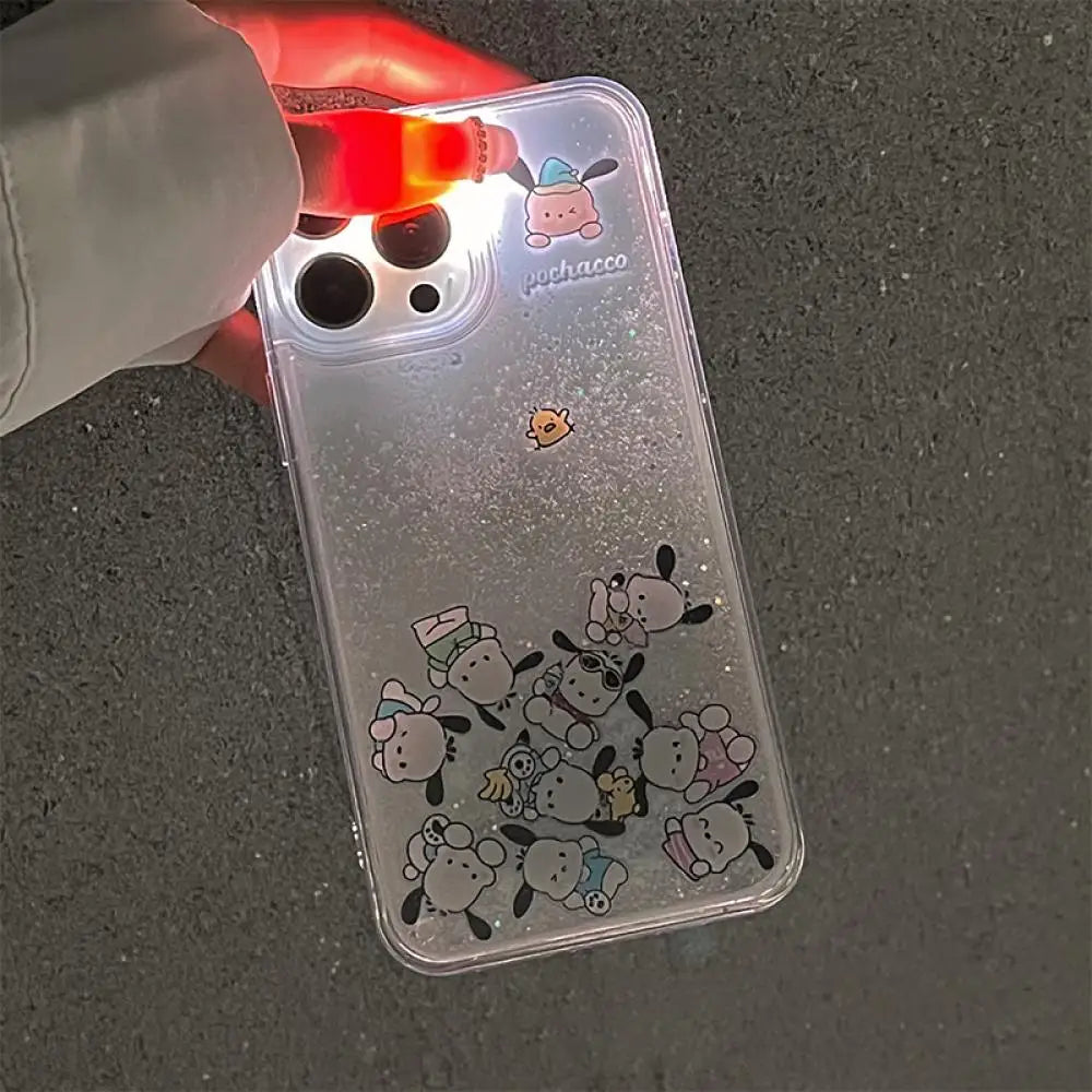 Kawaii Kuromi Cute Quicksand Anti-Fall Protective Case Girls Gifts For iPhone