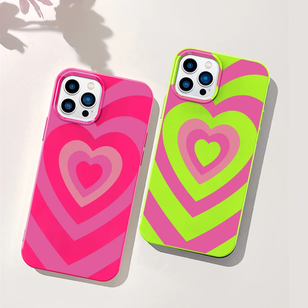 Cute Gradient Pink Sweet Love Heart Phone Case For iPhone