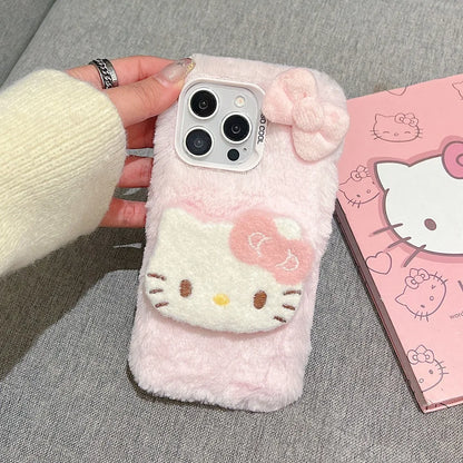 DIY New Kawaii Cat 3D Plush Shape Mobile Phone Case Suitable For iPhone