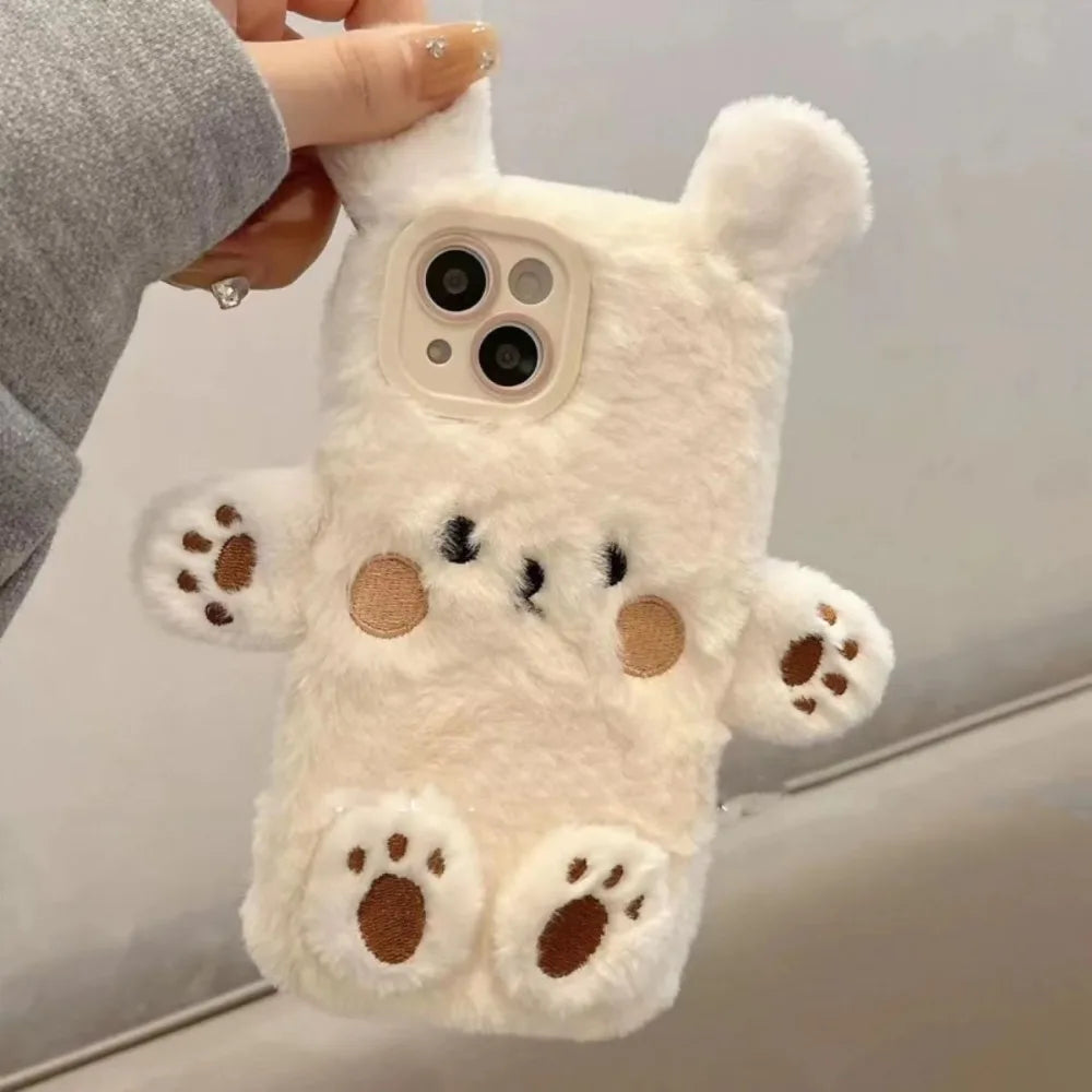 Creative and Cute Bear Soft Plush Phone Case Back Cover Suitable For iPhone