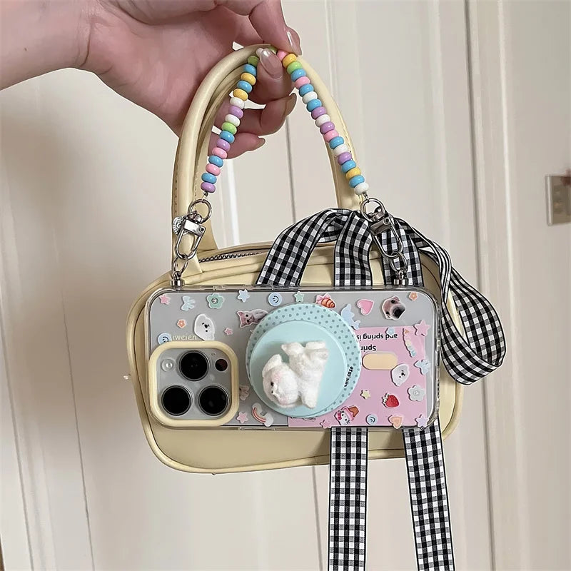 Clear Cute Puppy Magnetic Stand Phone Case