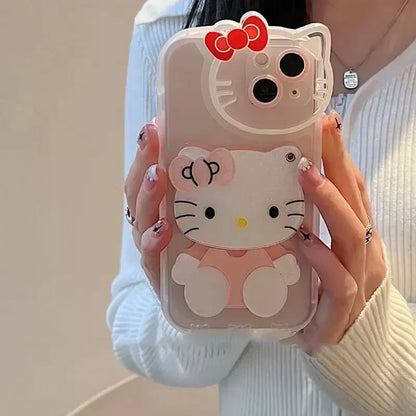 Hello Kitty Makeup Mirror Stand Phone Case For iPhone