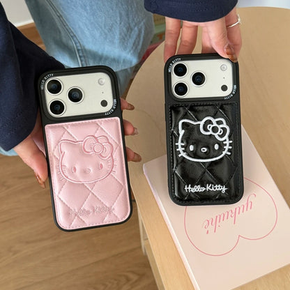 3D Cute Cartoon Sanrio Hello Kitty Embossing Leather Phone Case For iPhone