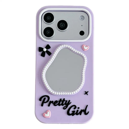 Luxury 3D Bowknot Love Heart irregular MakeUp Mirror Phone Case For iPhone