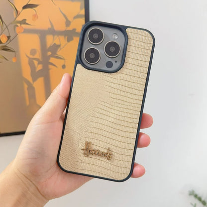 Luxury 3D Letter Retro Lizard Pattern Leather Case For iPhone