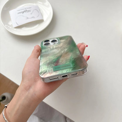 Chic & Minimalist Iridescent Green Gradient Pearl Effect Wrist Chain Phone Case