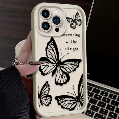 Pink Butterfly Aesthetic Silicone Phone Case For iPhone
