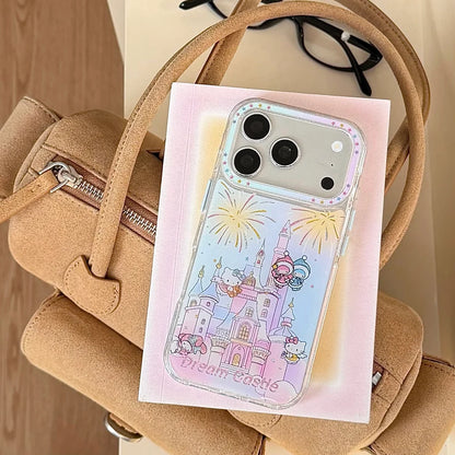 Pink Gilded Drip Glue Castle Kitty Cat For iPhone Case