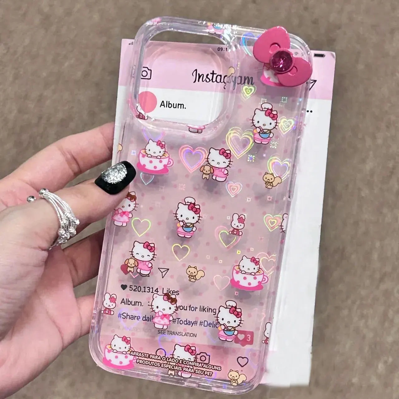 Sanrio Hello Kitty Bow Full Screen Phone Case For iPhone