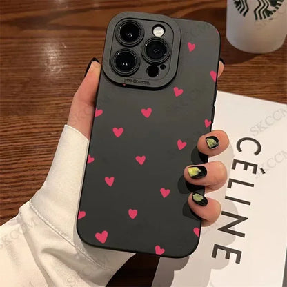 Black Love Heart Phone Case For iPhone