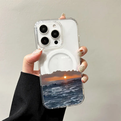 Beach Scene Wireless Charging Hard Case For iPhone