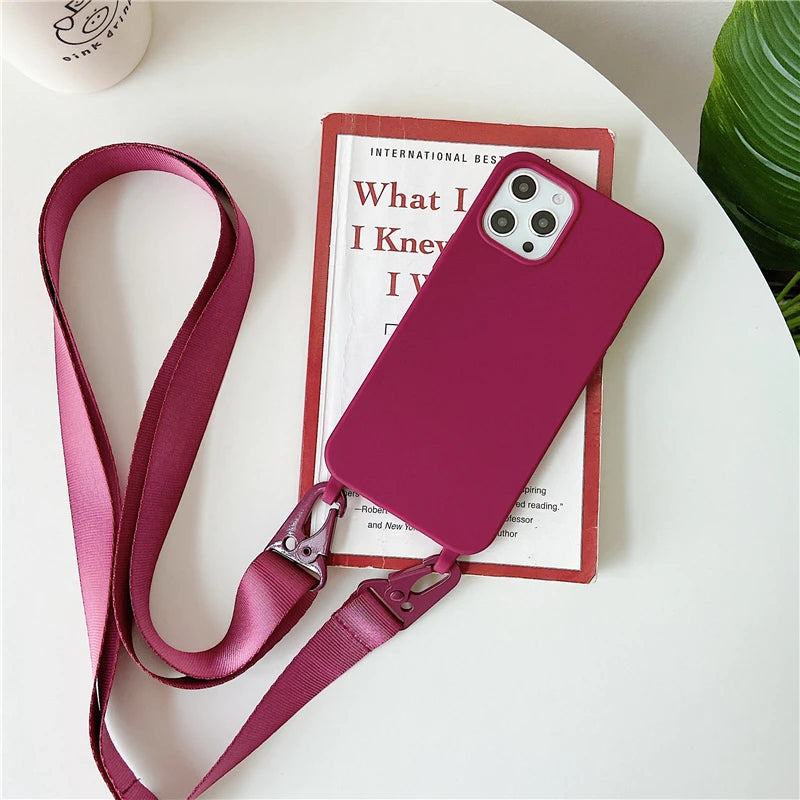 Crossbody Lanyard Matte Silicone Soft For Case iPhone