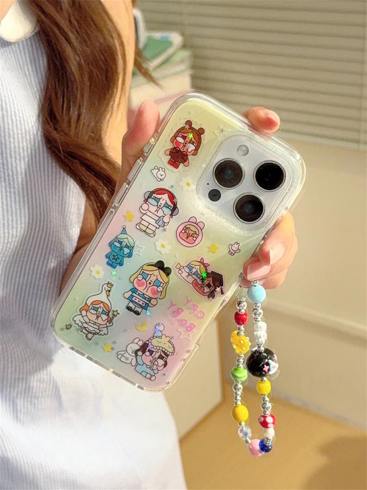 Funny Cute Cry Girl Flower Phone Case For iPhone