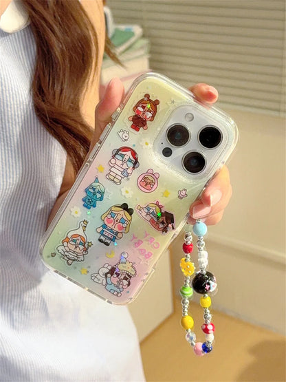 Funny Cute Cry Girl Flower Phone Case For iPhone