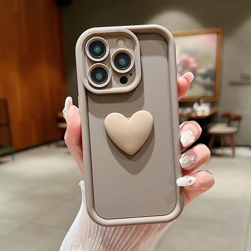 Cute 3D Love Heart Silicone Phone Case For iPhone