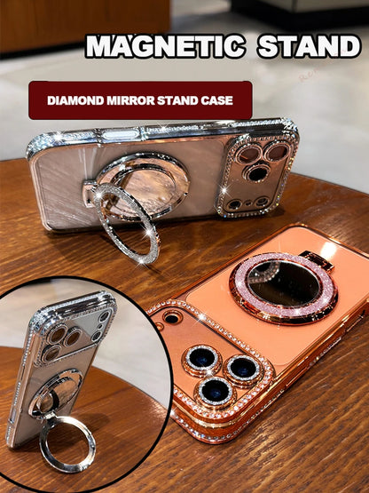 Bling Glitter Diamond Mirror Magnetic Case For iPhone