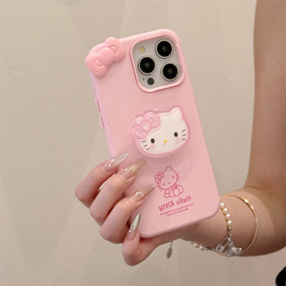 With Kickstand Candy Mini Bow Hello Kitty Phone Case
