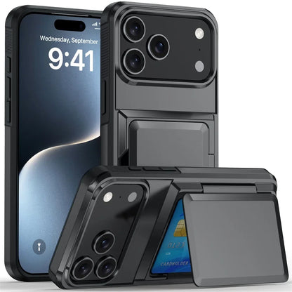 Heavy Duty Wallet Card Slot Phone Case For iPhone
