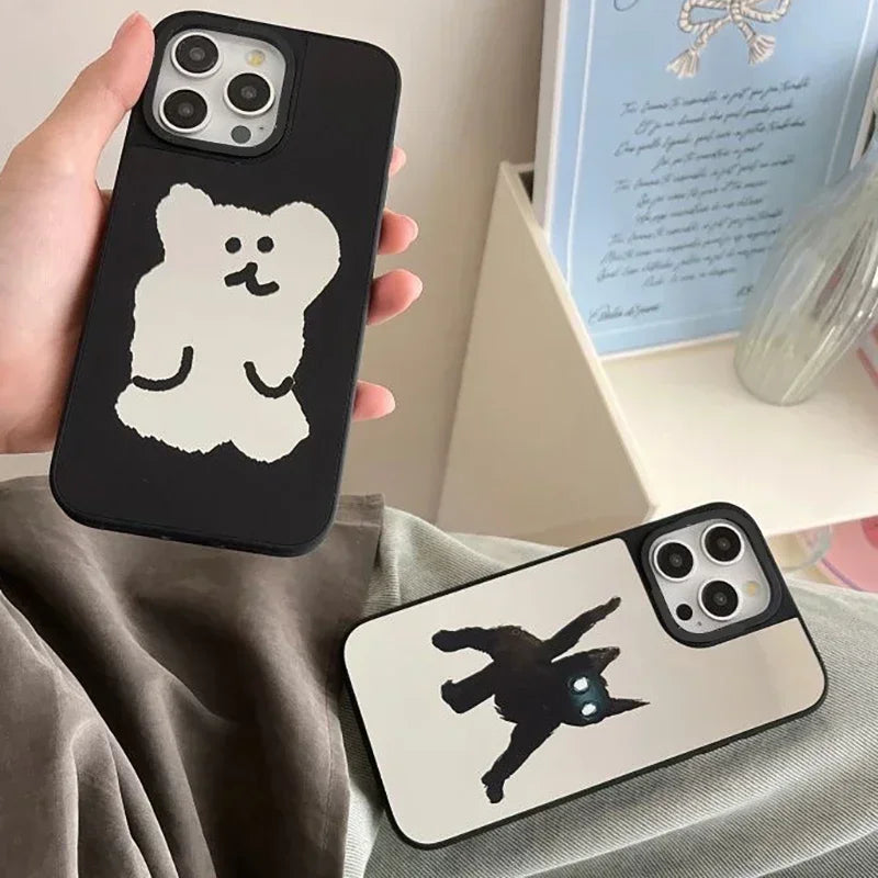 Cartoon Bear Shadow Mirror Phone Case