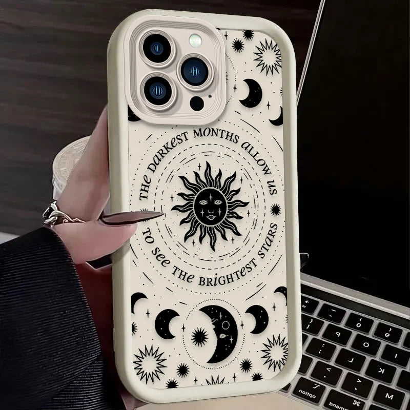 Retro Moon Sun God Phone Case For iPhone