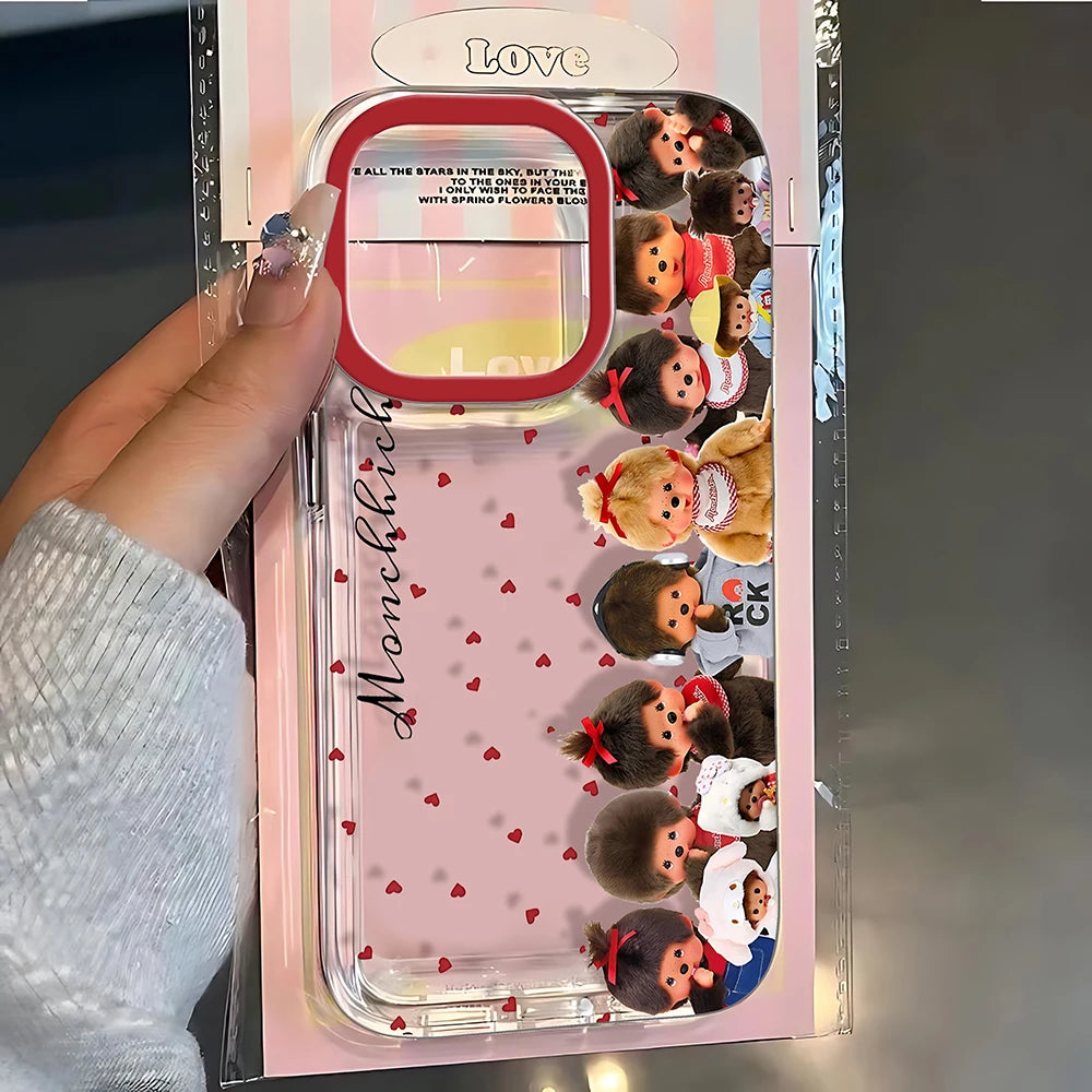 Ins Cute Monchhichis Phone Case For iPhone