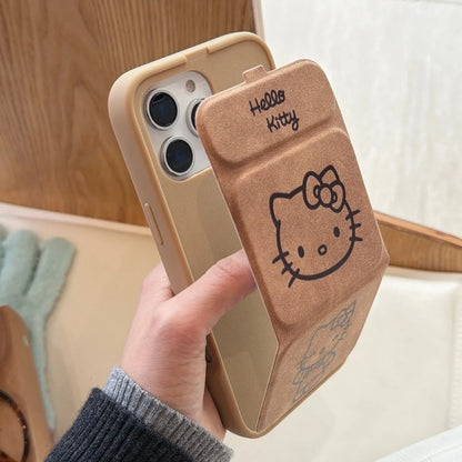 2 in 1 Brown Kitty Flip Cover Cartoon Flip Stand Phone Holder Case For iPhone