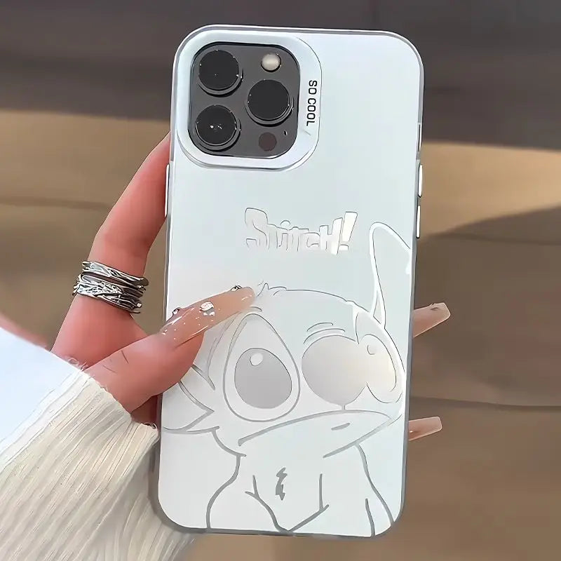 Disney Stitch Cartoon White Phone Case For iPhone