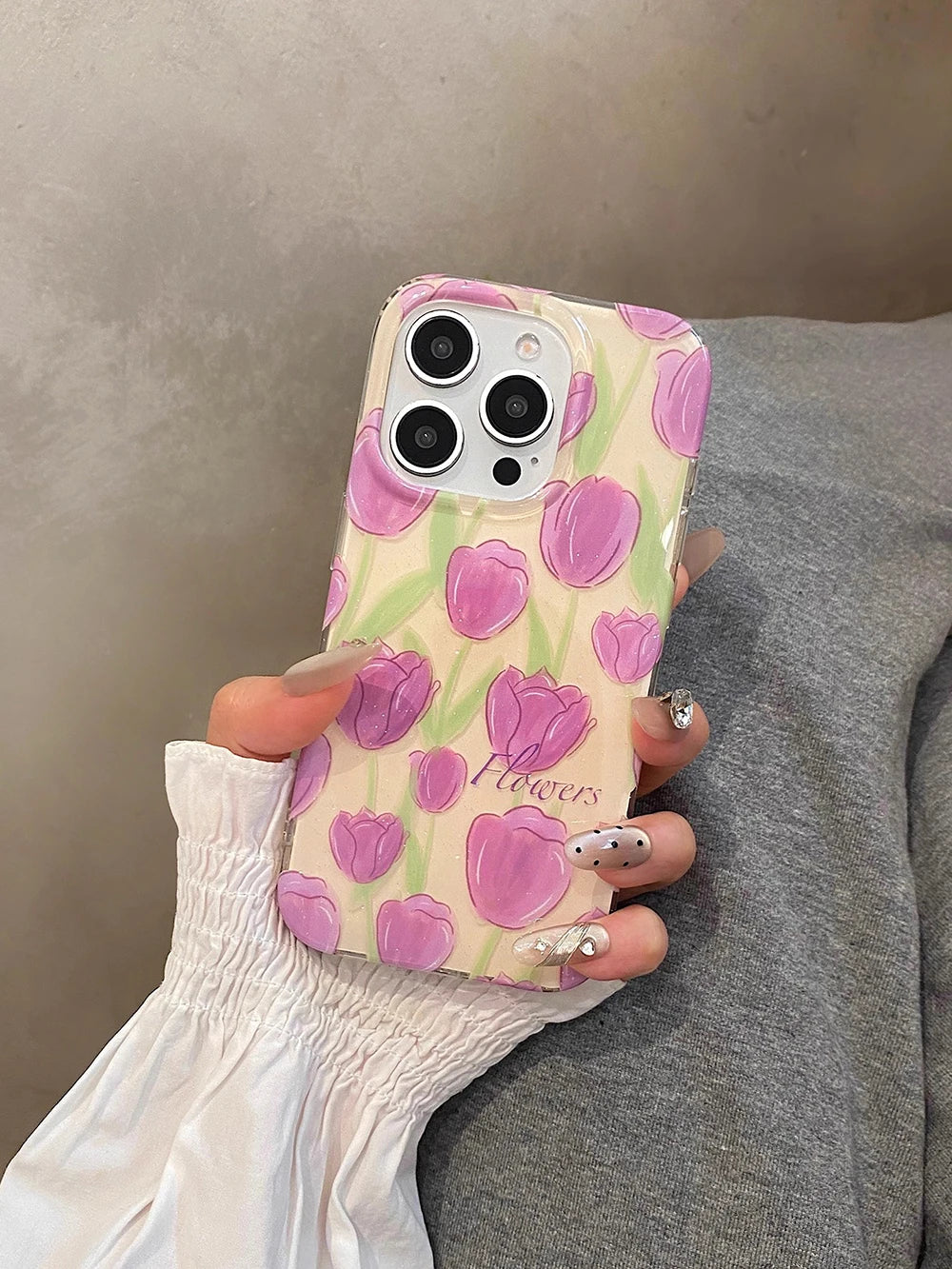 Lovely Purple Tulip Foral Shockproof Phone Case