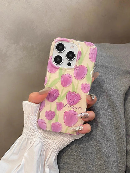 Lovely Purple Tulip Foral Shockproof Phone Case