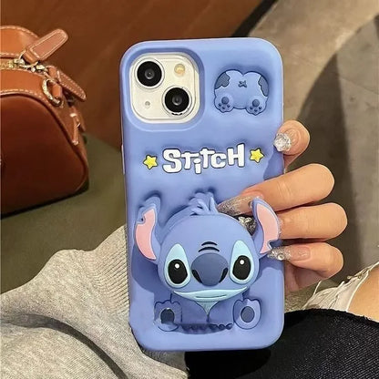 Cute Stitch Head Grip Tok Holder Silicon Soft Phone Case For iPhone