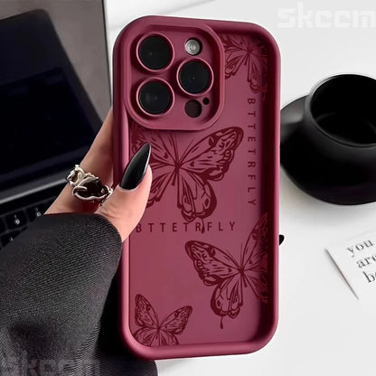 Pink Cute Butterfly Silicone Soft Phone Case For iPhone