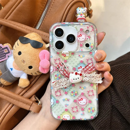 Korean Cute Flower Hellokitty Phone Case For iPhone