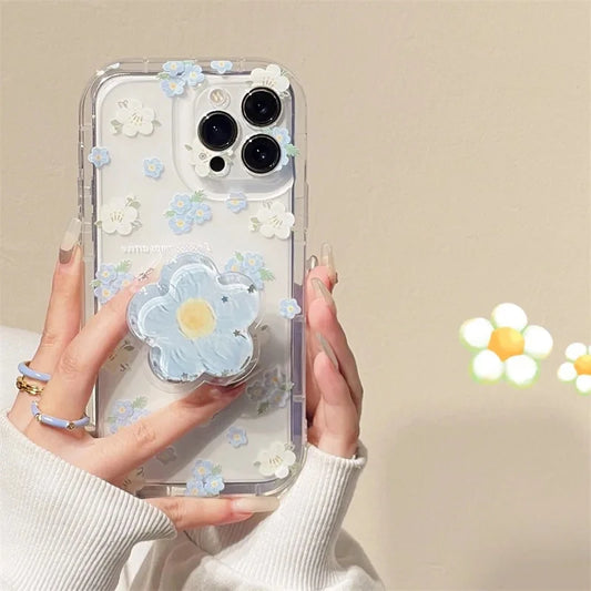 Cute Flower Quicksand Holder Phone Case For iPhone