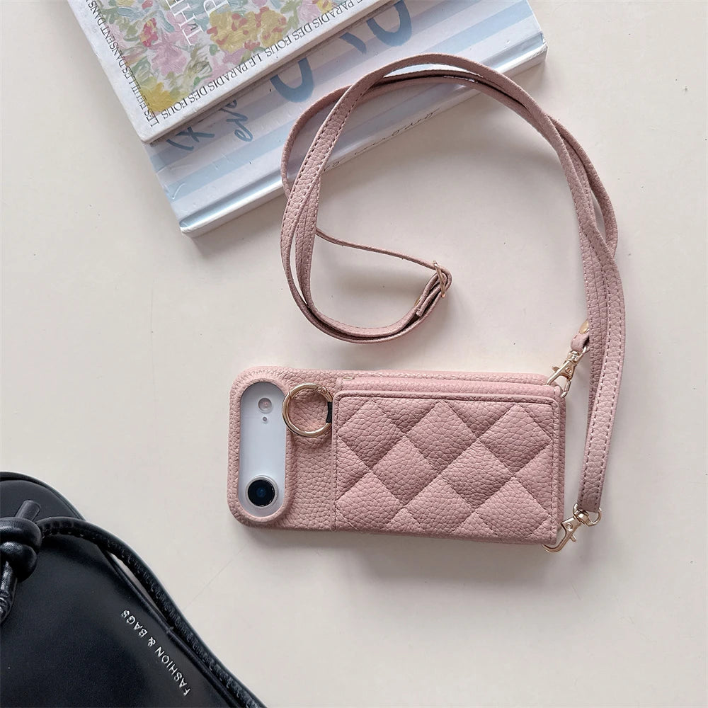 Crossbody Lanyard Card Slot Holder Case For iPhone