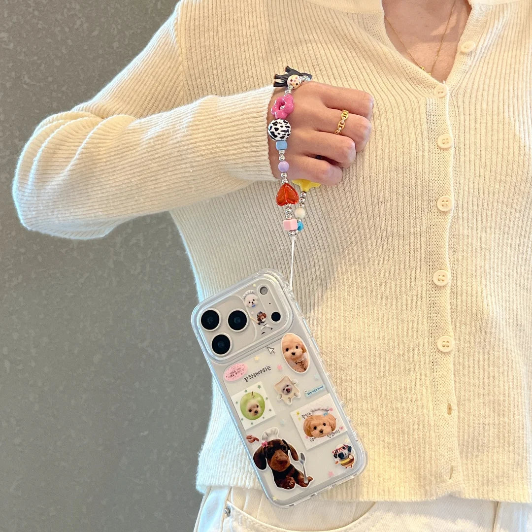 Korean Cute Cartoon Dog Cat Pattern Phone Case For iPhone
