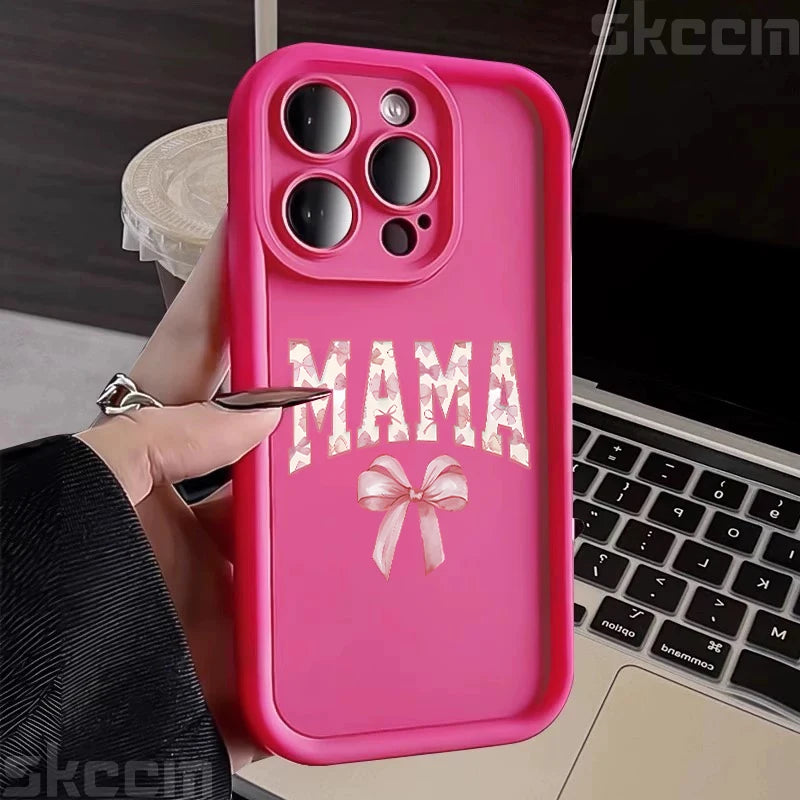 Pink Bow Mom's Letter Pattern Design Phone Case For iPhone