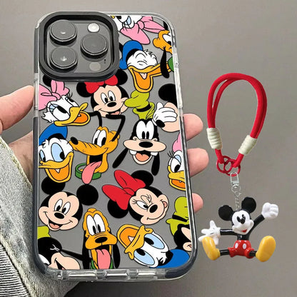 Disney Mickey Minnie Mouse Donald Duck Happy Strap Phone Case For iPhone