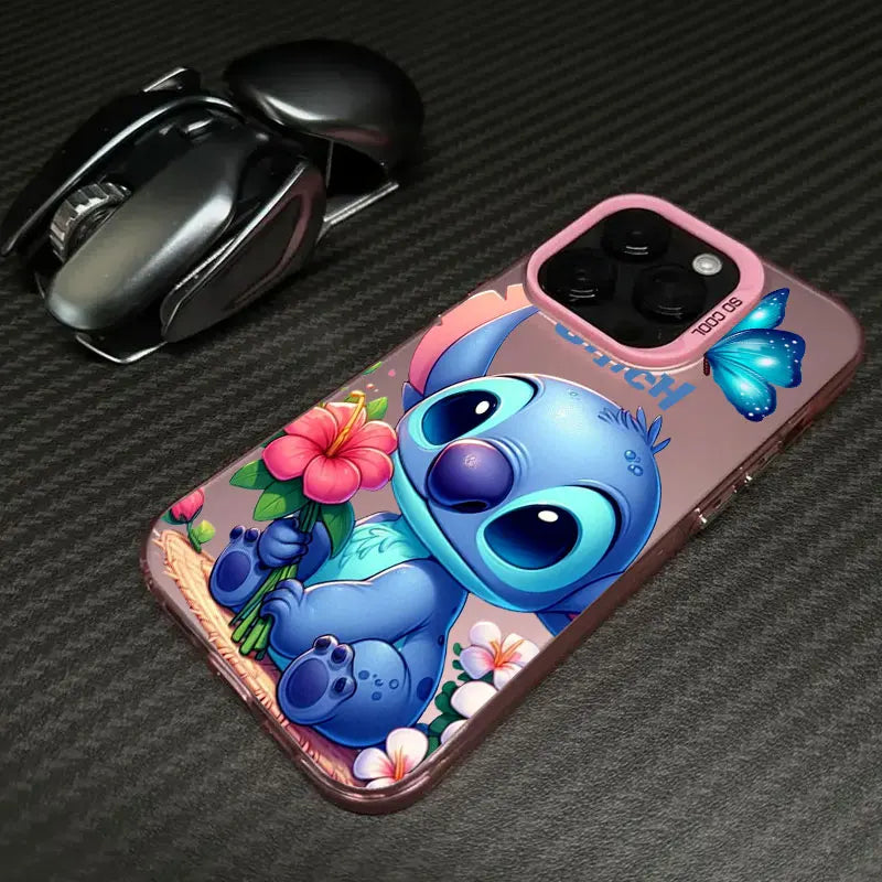Disney Cute Stitch Flower Love Phone Case For iPhone