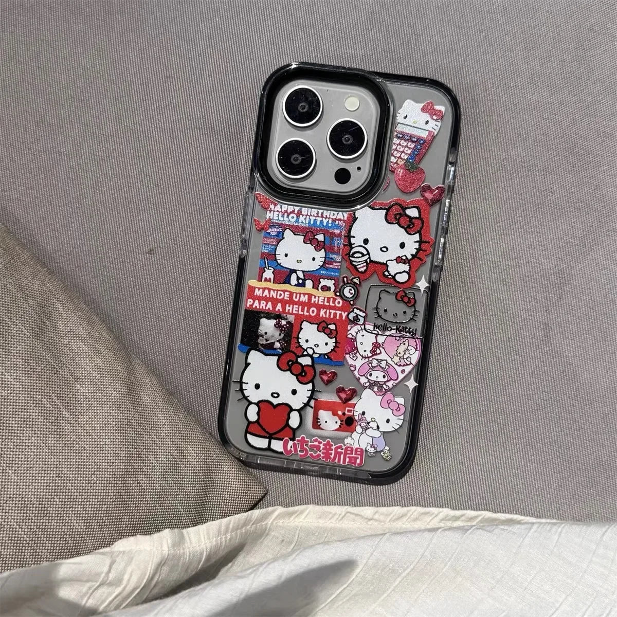 Red Hello Kitty Bow Strap Cartoon Phone Case For iPhone