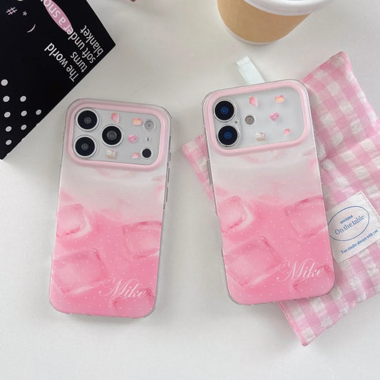Hello Kitty Pink Ice Cube Phone Case Large Camera Window IMD Soft Shockproof Cover For iPhone