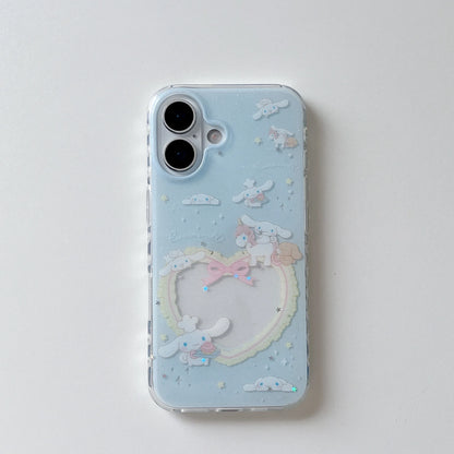 Blue Hollowed Out Love Horse Riding Jade Guigou For iPhone