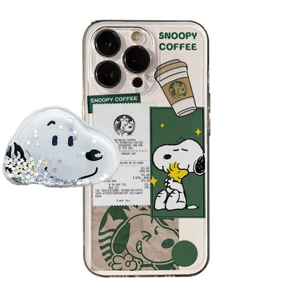 Cute Cartoon Snoopy Coffee Clear Phone Case For iPhone