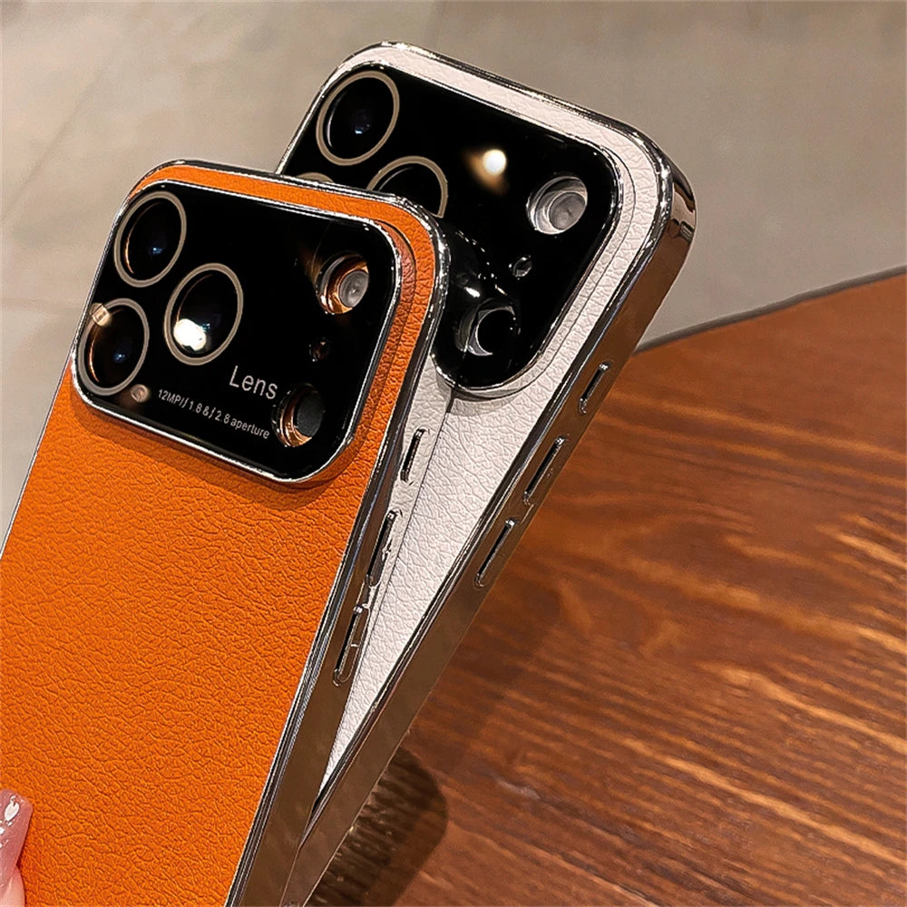 Original Litchi Leather Texture Phone Case For iPhone