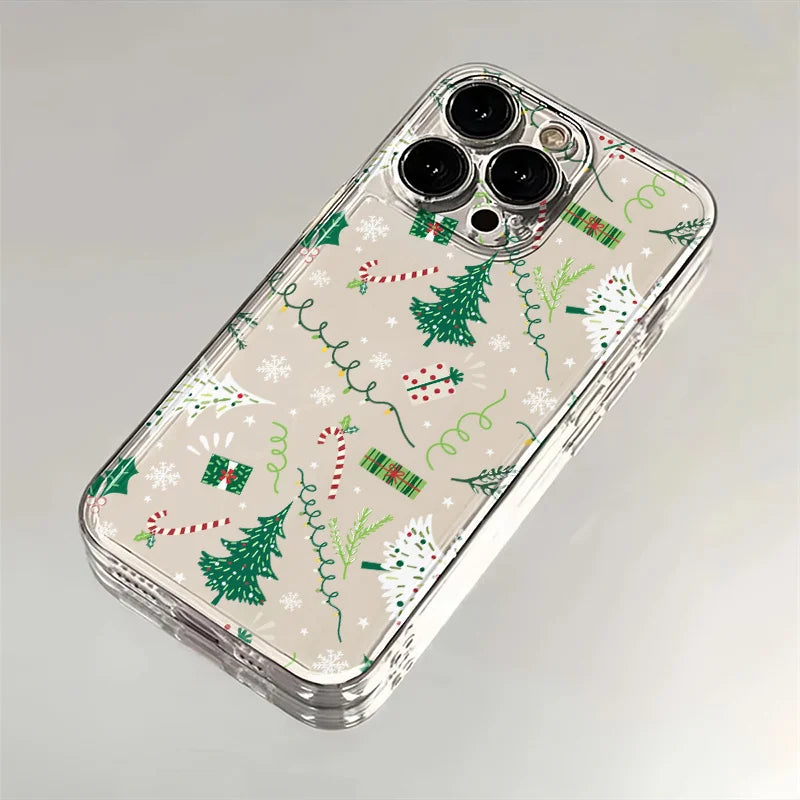 Snowflake Christmas Tree Clear Case  For iPhone