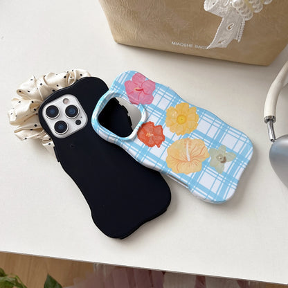 Artistic Plaid Pattern Colorful Floral Prints Irregular Shape Phone Chic Case